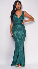 Milan Emerald Green Sequin Gown