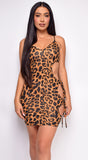 Tibi Brown Leopard Print Cut Out Mini Dress
