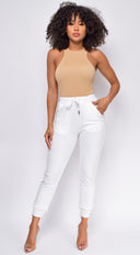 Run the Racerback Nude Beige Ribbed Bodysuit