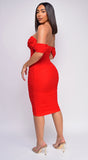 Kat Red Mesh Off Shoulder Dress
