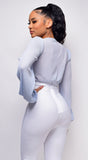 Alexi Blue Front Tie Top