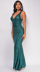 Milan Emerald Green Sequin Gown