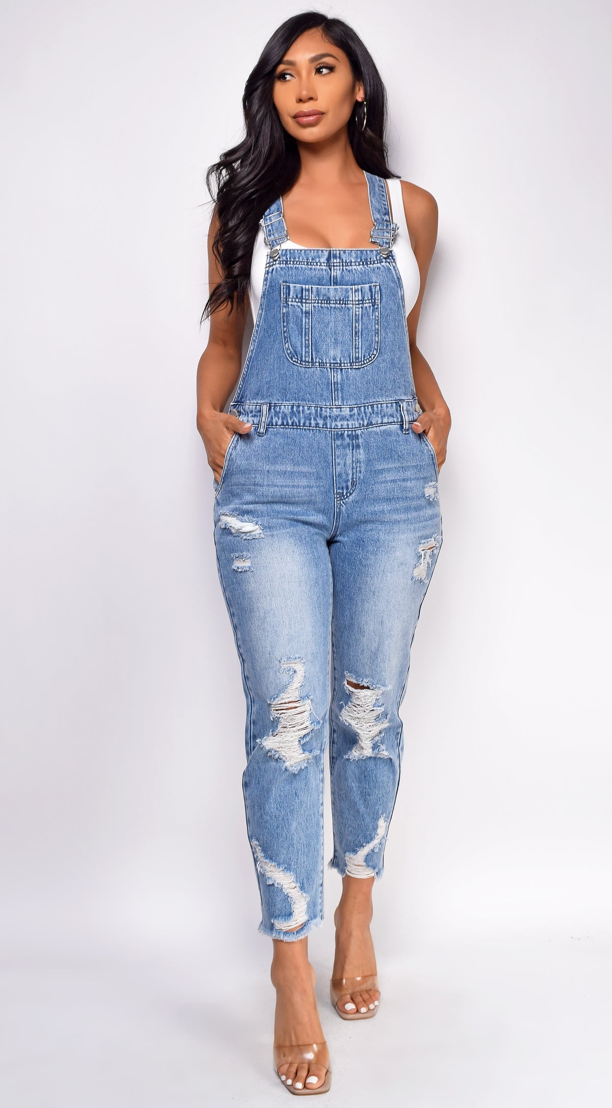 Karina Blue Medium Wash Denim Overalls