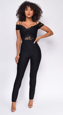 Escalia Black Lace Bandage Jumpsuit