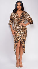 Dakota Brown Leopard Print Midi Dress
