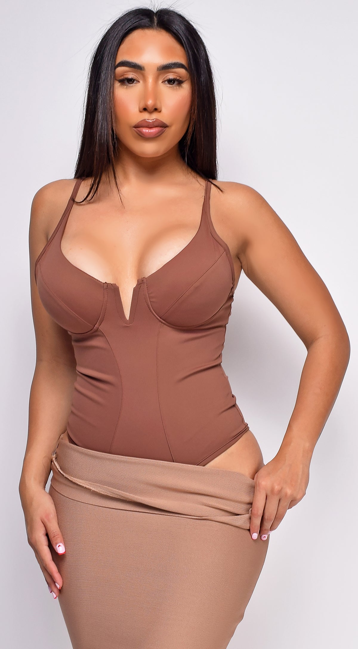 Vale Brown V Bodysuit