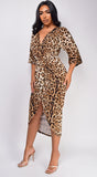Dakota Brown Leopard Print Midi Dress