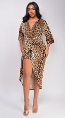 Dakota Brown Leopard Print Midi Dress