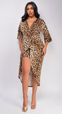 Dakota Brown Leopard Print Midi Dress