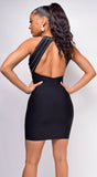 Isolde Black Gold Stud Bandage Dress