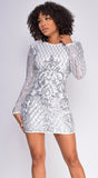 Lizzie Ivory White Sequin Long Sleeve Dress