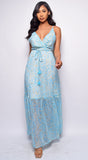 Merida Blue Floral Print Maxi Dress