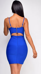 Tiara Blue Chain Strap Bandage Dress