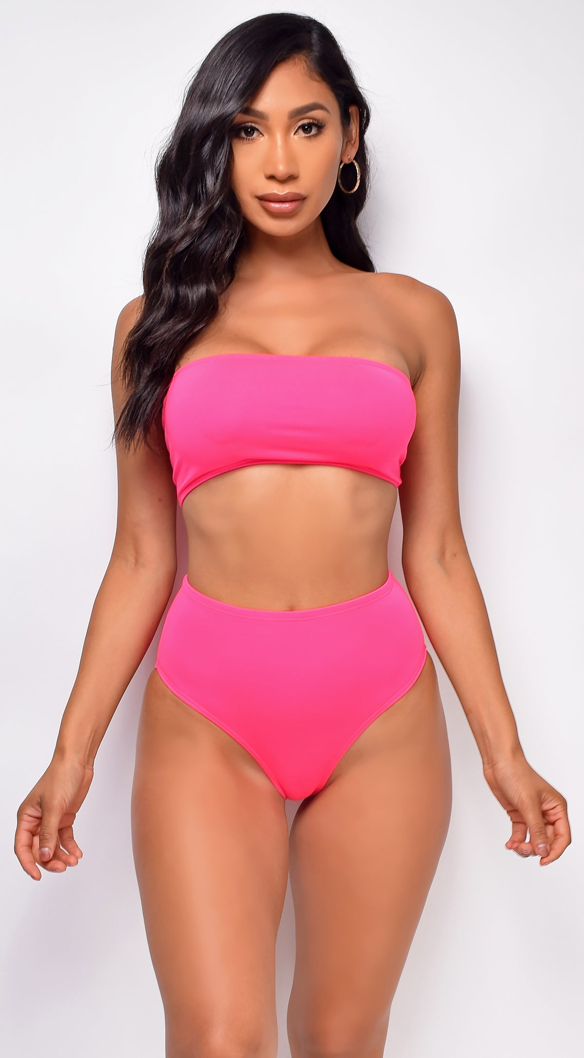 Tenara Neon Pink Bandeau Bikini
