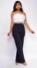 Catalina White Feather Crop Top