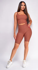 Elise Brown Ribbed Active Set