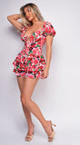 Your Peace Pink Floral Print Tiered Romper