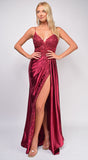 Thea Burgundy Red Sequin Lace Detail Gown