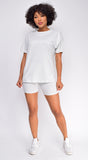 Oversized Light Grey T-Shirt And Biker Short Two Piece Set