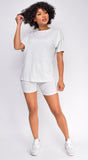 Oversized Light Grey T-Shirt And Biker Short Two Piece Set
