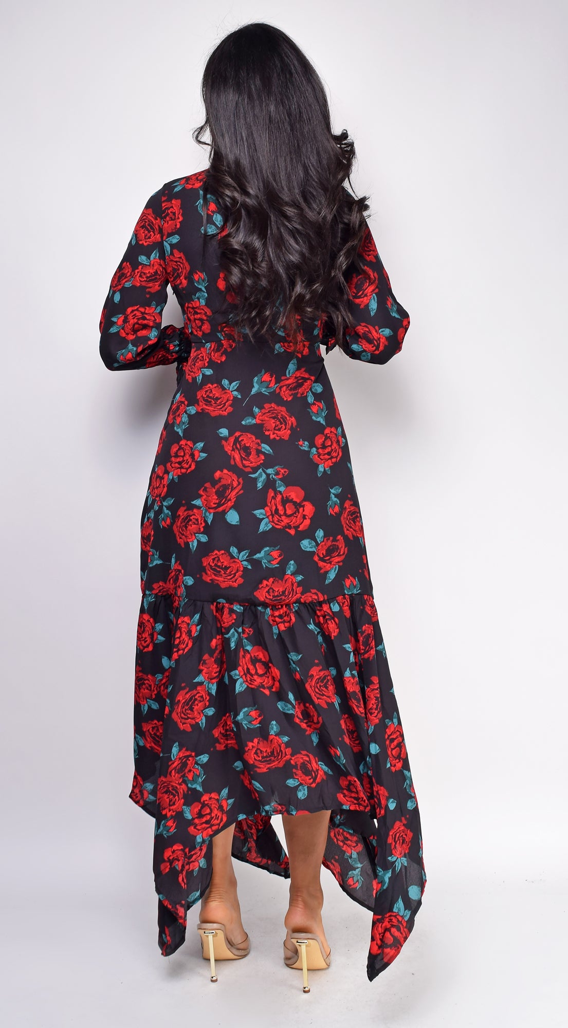 Sabela Black Floral Print Maxi Dress