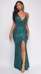 Euphrasia Emerald Green Sequin Gown