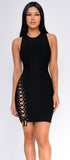 Jennie Black Lace Up Side Bandage Dress