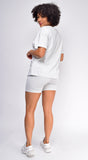 Oversized Light Grey T-Shirt And Biker Short Two Piece Set