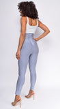 Hara Blue Grey High Waist Belted Bandage Pants