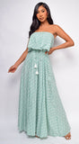 Eden Green Floral Tube Sleeveless Side Slit Dress