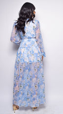 Janet Blue Floral Print Maxi Dress close-up of floral print