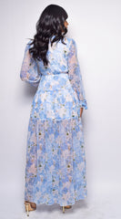 Janet Blue Floral Print Maxi Dress