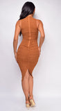 Natalia Sienna Brown Ruched Dress