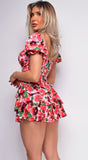 Your Peace Pink Floral Print Tiered Romper