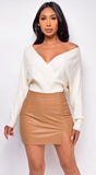 Ishani Off White Sweater Knit Bodysuit