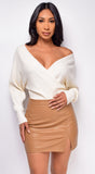 Ishani Off White Sweater Knit Bodysuit