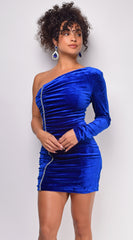 Augusta Royal Blue Velvet Mini Dress