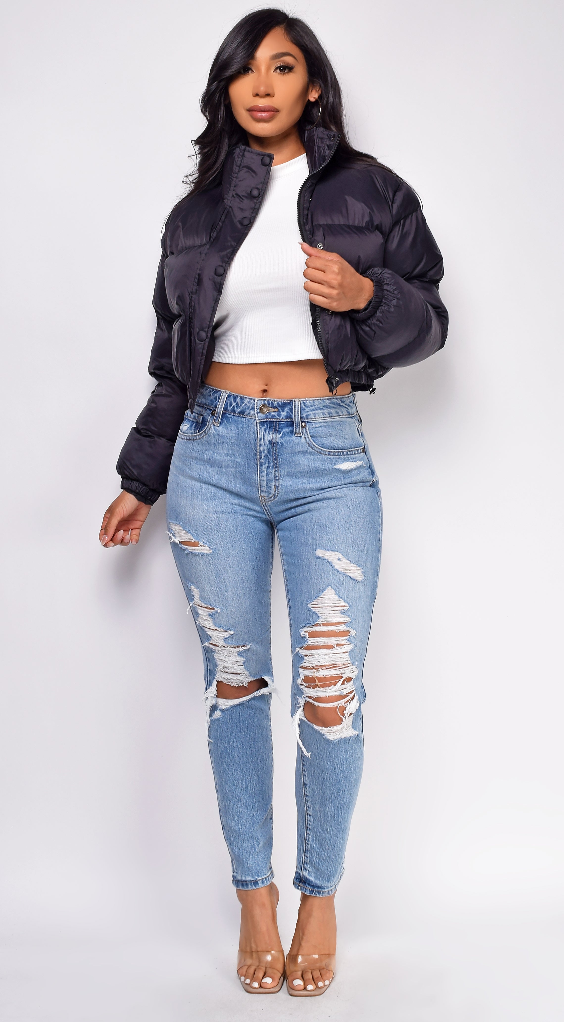 Caden Blue Light Wash Knee Distressed Denim Jeans