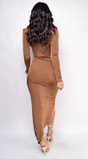 Jamila Brown Drape Dress