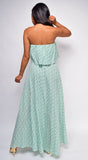 Eden Green Floral Tube Sleeveless Side Slit Dress