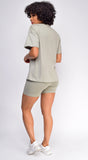 Oversized Olive Green T-Shirt And Biker Short Two Piece Set