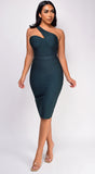 Gwyneth Dark Green Bandage Midi Dress