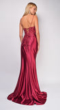Thea Burgundy Red Sequin Lace Detail Gown