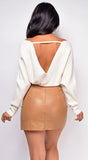 Ishani Off White Sweater Knit Bodysuit