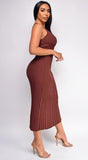 Londyn Brown Ribbed Midi Dress