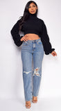 Rochelle Blue Mid Wash Distressed Straight Leg Denim Jeans