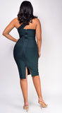 Gwyneth Dark Green Bandage Midi Dress