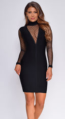 Cressida Black Mesh Deep V Neck Bandage Dress