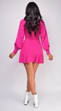 Elara Fuchsia Pink Turkle Neck Sweater Mini Dress