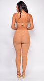 Roux Beige Ruched Jumpsuit